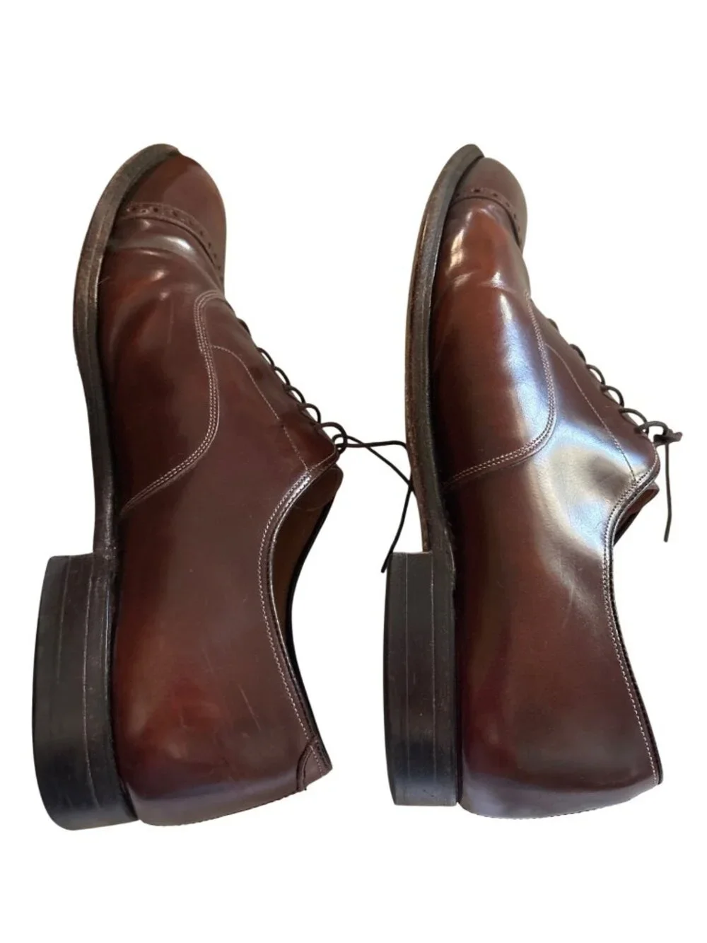 Johnston and Murphy Brown Leather Oxford Cap-Toe Dress Shoes Size 10.5 USA Made